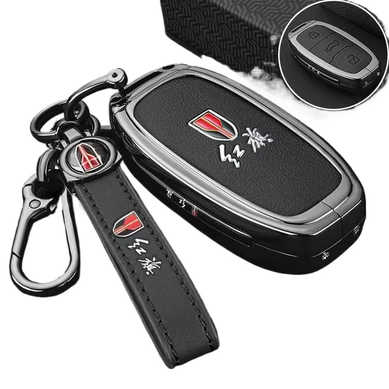 

Zinc Alloy Key Fob Cover for Hongqi E-QM5/H7/EHS3/E-QM5 Plus, Heavy Duty Metal Protective KeyCase Shell with Keychain