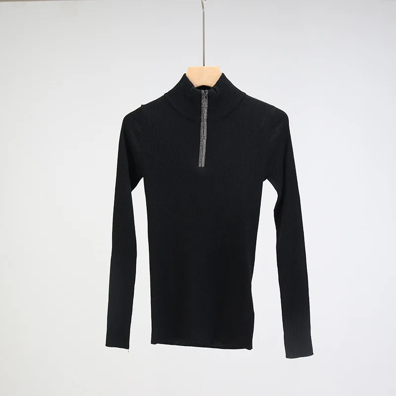 Neuer Damen-All-Match-Pullover aus Wolle mit halbem Reißverschluss und langen Ärmeln