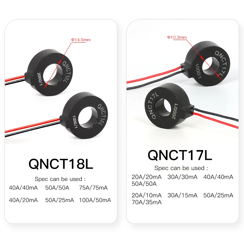 Picture 4: Micro Current Transformer QNCT03L 2000:1 100A 50mA 100A 25mA 3000:1 100A 33.33mA 100A 40mA Toroidal Current Transformer CT