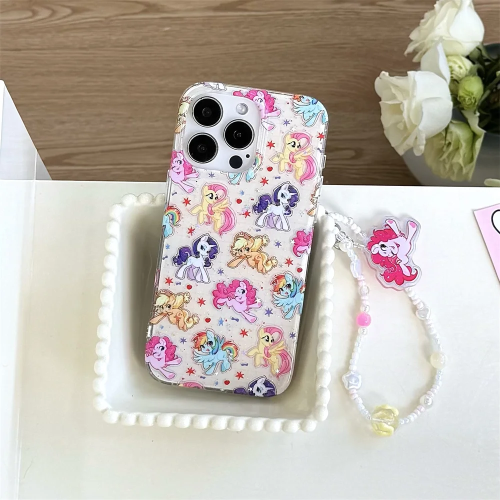 

New Cute Little Pony Baoli Protective Cover for iPhone 17 12, 13, 14, 15, 16 Pro Max Anti Drop Full Set