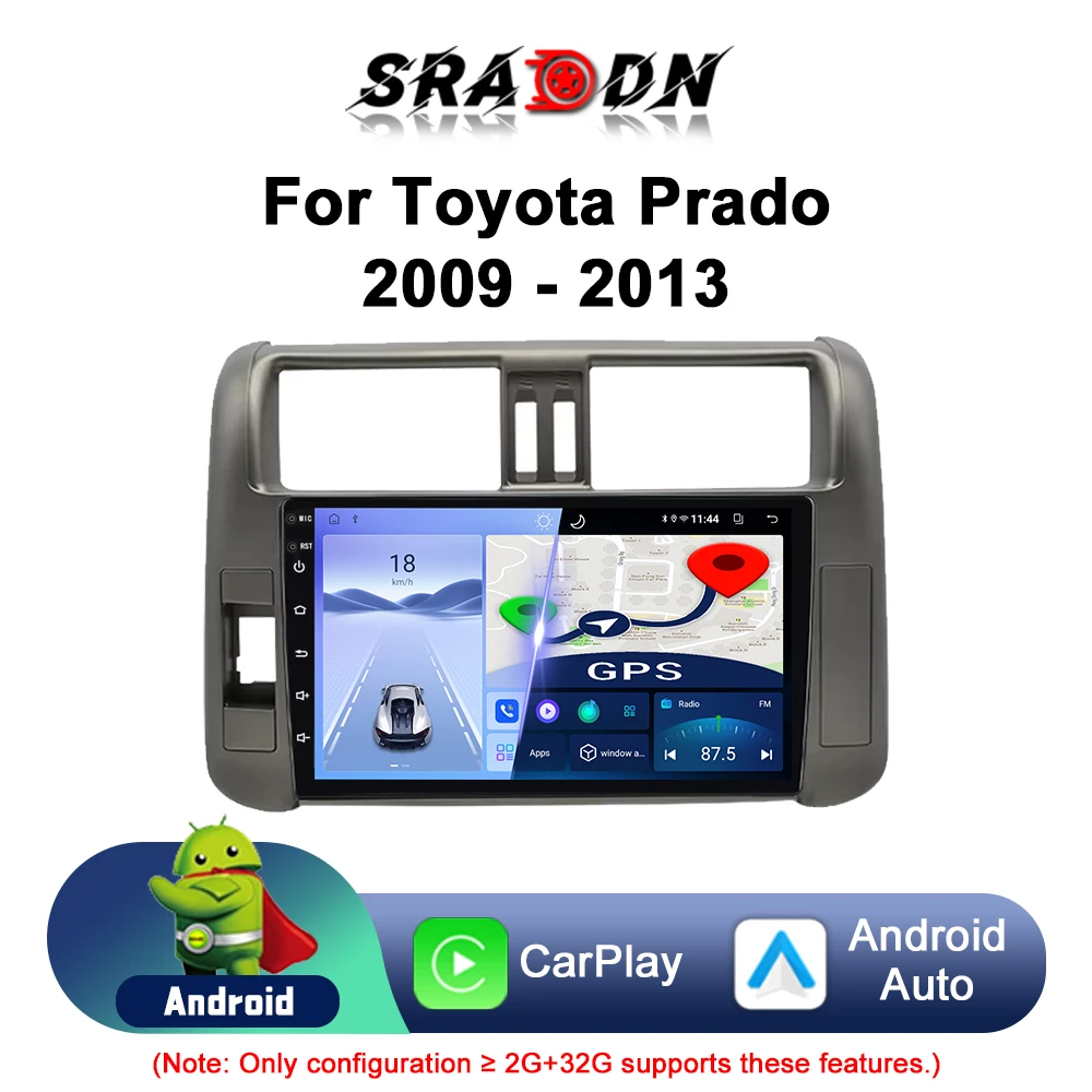 For Toyota Land Cruiser Prado 150 2009 - 2013 Car Radio Android Automotive Multimedia Player GPS Navigation Carplay Auto Stereo