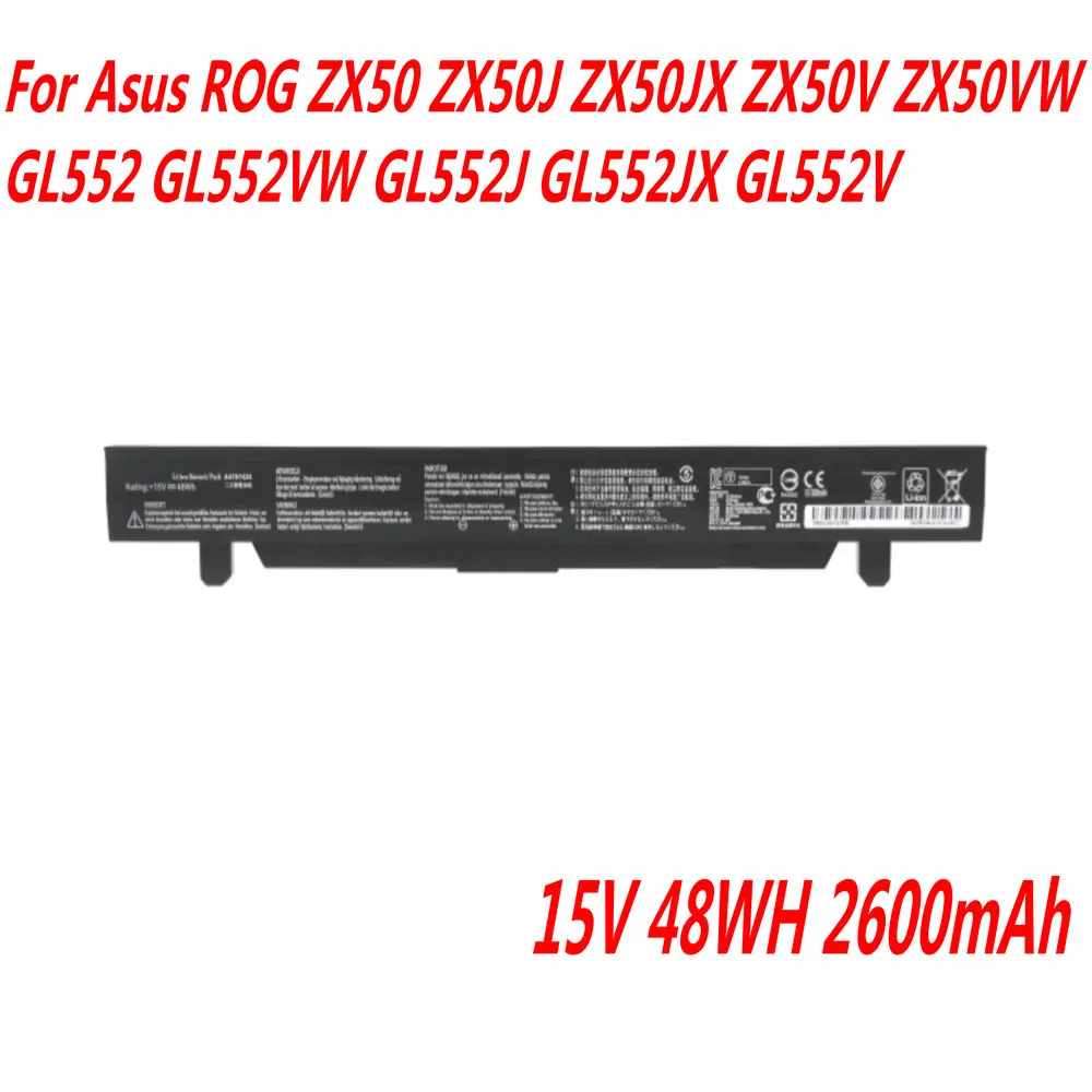 NEW 14.8V 48WH A41N1424 Laptop Battery For ASUS ROG ZX50 ZX50J ZX50JX ZX50V ZX50VW GL552 GL552J GL552JX GL552V 14.8V 2600mAh