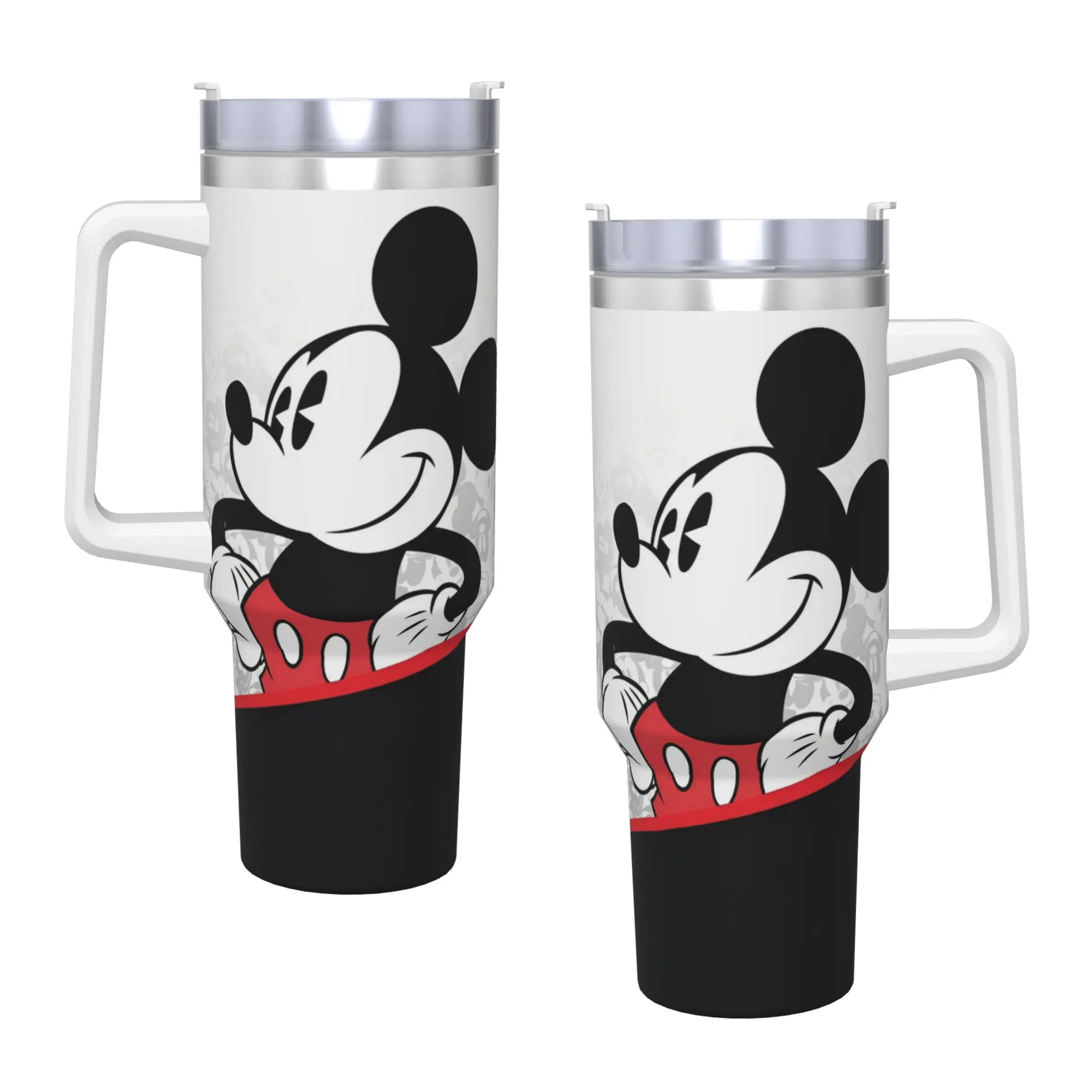 

Термокружка с трубочкой Микки и Минни, из нержавеющей стали, с двойными стенками, вакуумная изоляция, для холодных и горячих напитков, 40 унций