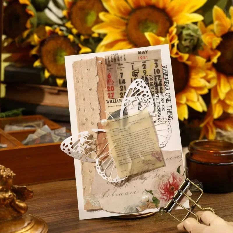 50Pcs Sulfuric acid Paper Material book package large capacity collage decorative Notebooks Writing package Scrapbook 84*53mm image 5