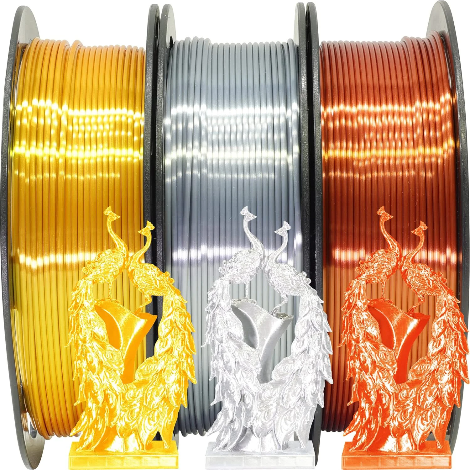 

Комплект блестящих шелковых, золотых, серебряных, медных нитей PLA, нить для 3D-принтера 1,75 мм, каждая катушка 0,25 кг