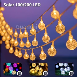 100/200 LED Solar Crystal Globe LED String Lights 8 Lighting Modes IP65 Fairy Light Christmas Garland Garden Party Outdoor Decor