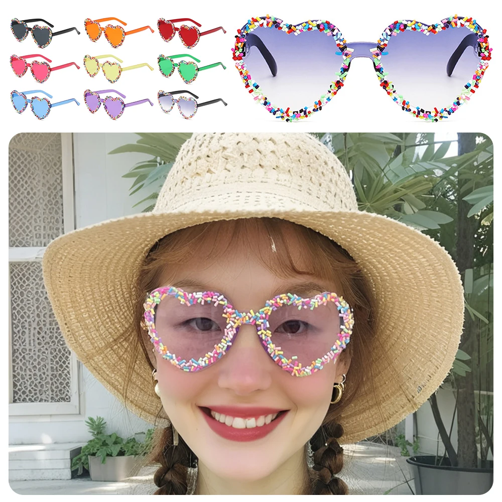 

Y2K Luxury Vintage Sunglasses Heart Shape Candy Color Love Heart Sunglasses Beach Sun Glasses Party Eyewear