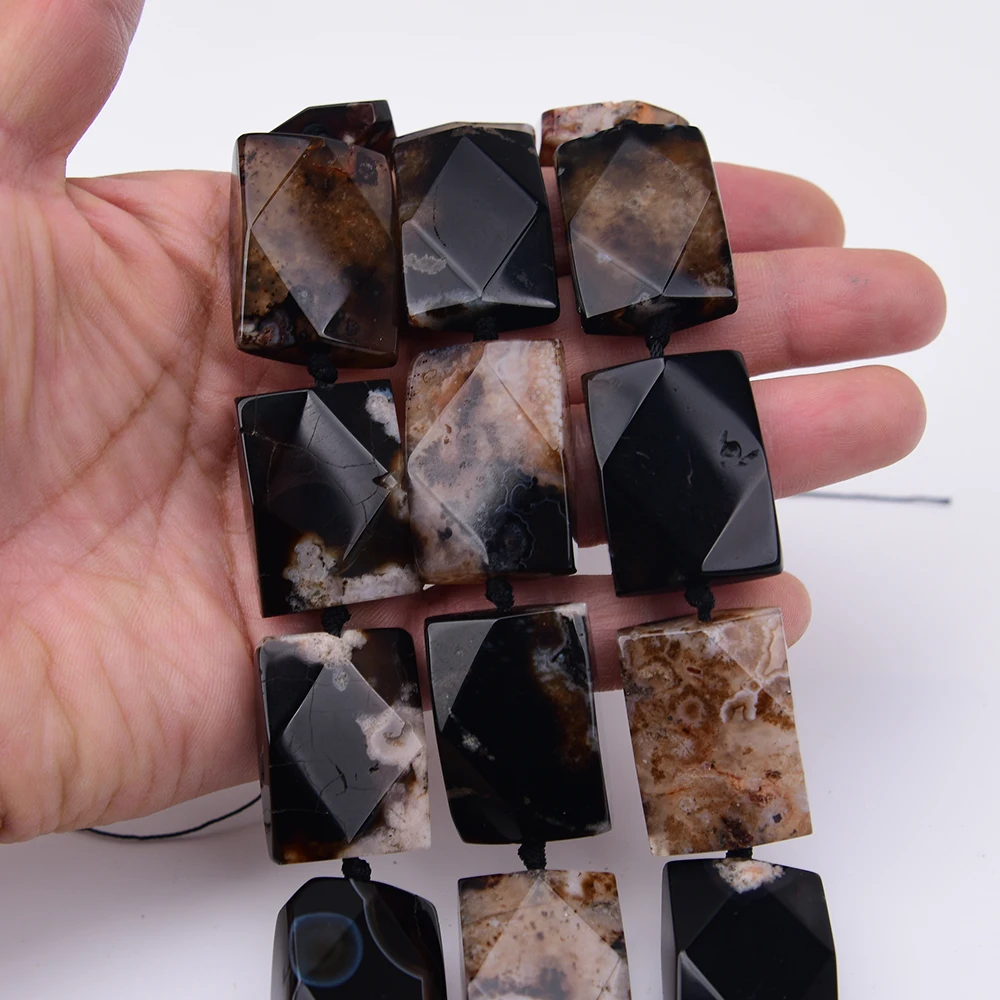 APDGG Big Natural Coral Jaspers Chrysanthemum Stone Cutting Slice Rectangle Nugget Loose Beads 15.2