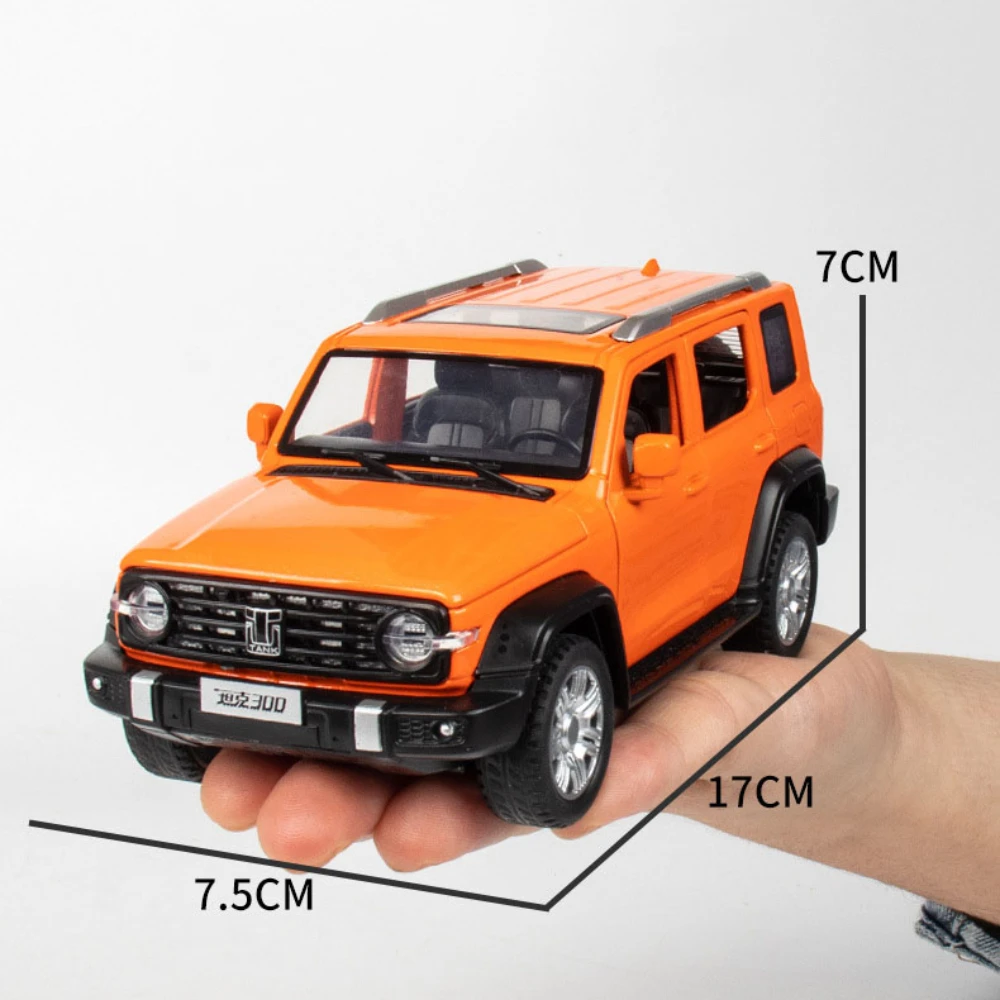 1:32 Alloy Diecast Model Car Toy GreatWall Tank 300 Simulation Off Road Vehicles with Sound Light Toys For Boys Kids Collections