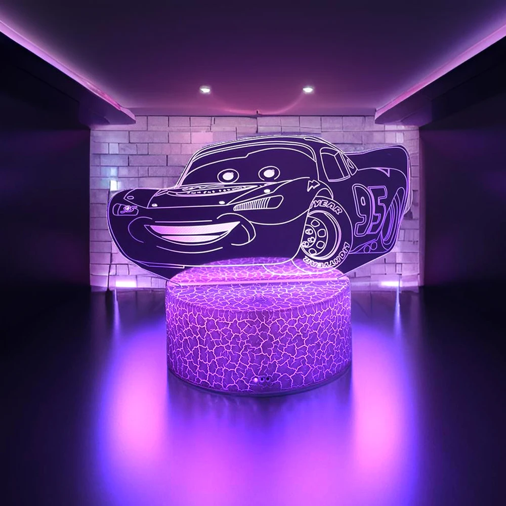 Süße Autos Disney 3D Lampe LED Nachtlicht Kinder Tischlampen Nachtlicht für Kinder Lichter Schlafzimmer Dekor Geburtstag Weihnachtsgeschenke