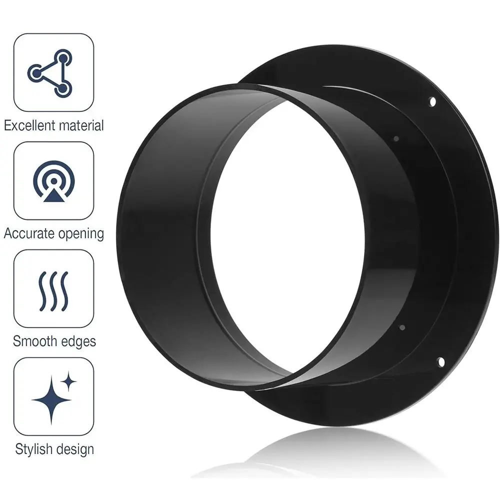 New High Quality Fan Connection Round Wall Flange Connector Black Plastic Exhaust Pipe Connector Air Pipe Joint Ventilation Pipe