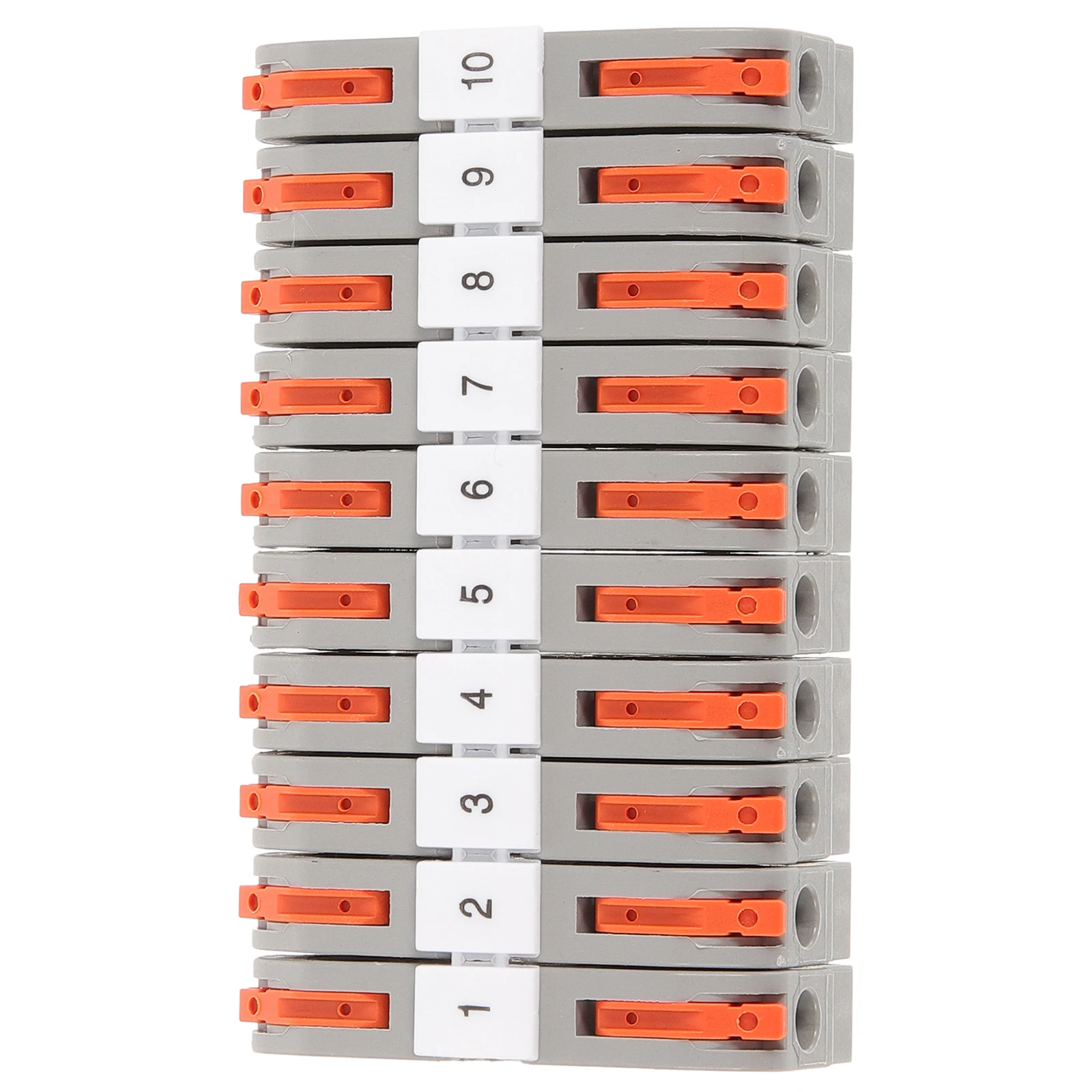 

10 set Terminal Block 35Mm Din Rail Lever Wire Connector For Solid Stranded Copper Wires Light Grey Quick Connect Electrical
