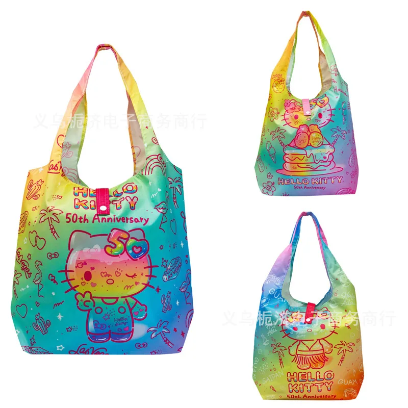 

Kawaii Hello Kitty Hawaiian Style Foldable Tote Bag Small Handbag Shoulder Bag Bento Shopping Nylon Bag Sanrio Gift Toy for Girl