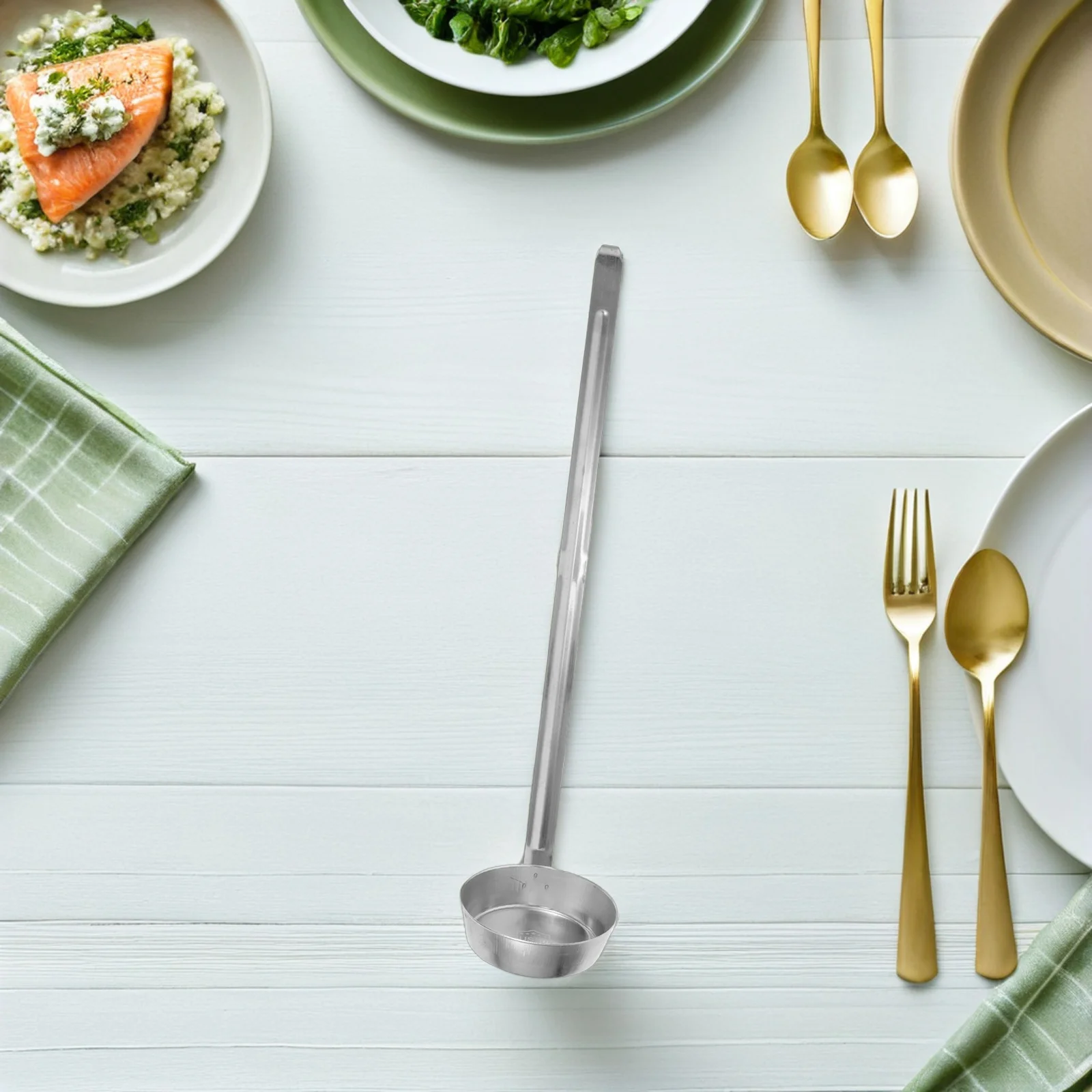 

Pizza Sauce Serving Ladle Stainless Steel Flat Bottom Spoon Long Handle Spoon for Portioning Ketchup Gravy Soup