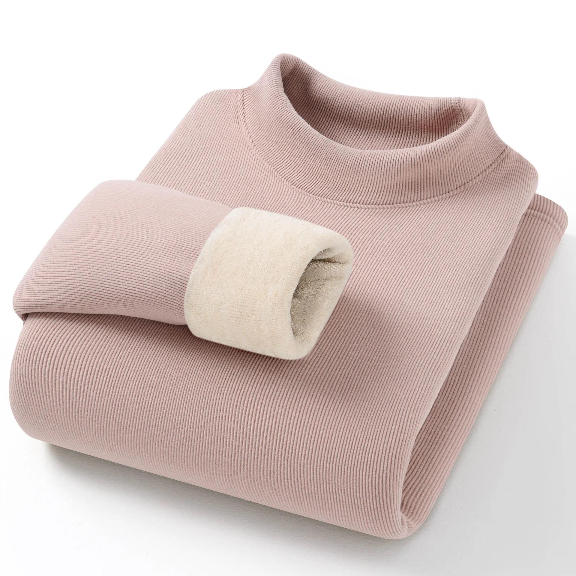 2025 Women's Winter Half High Collar with Thick Velvet Bottom Shirt Women's Solid Color Versatile Interior Warm Top Slim Fit