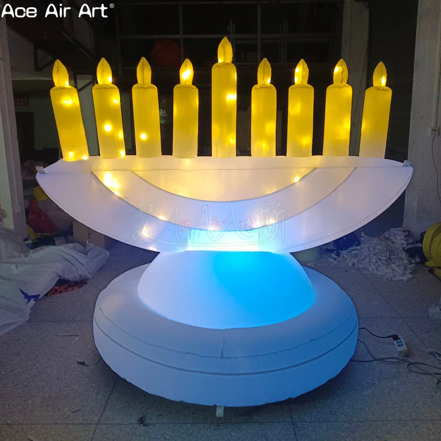 

Hanukkah Inflatable Candlestick with Colored Lights | Festive Jewish Holiday Decoration Prop
