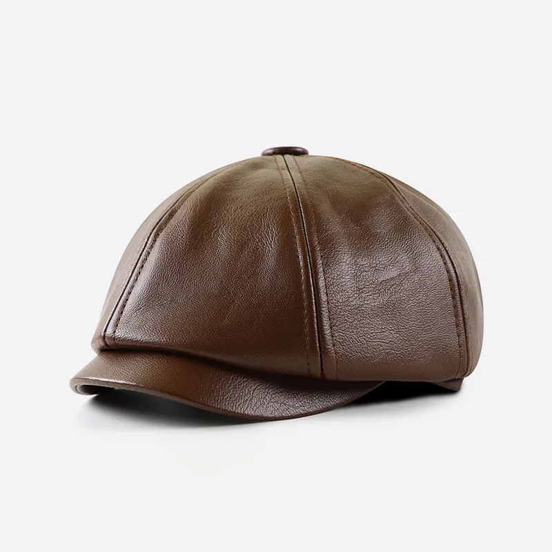 British Octagonal Hat Middle-aged And Elderly Winter Outdoor Keep Warm Peaked Cap Men Vintage Painter Beret 3