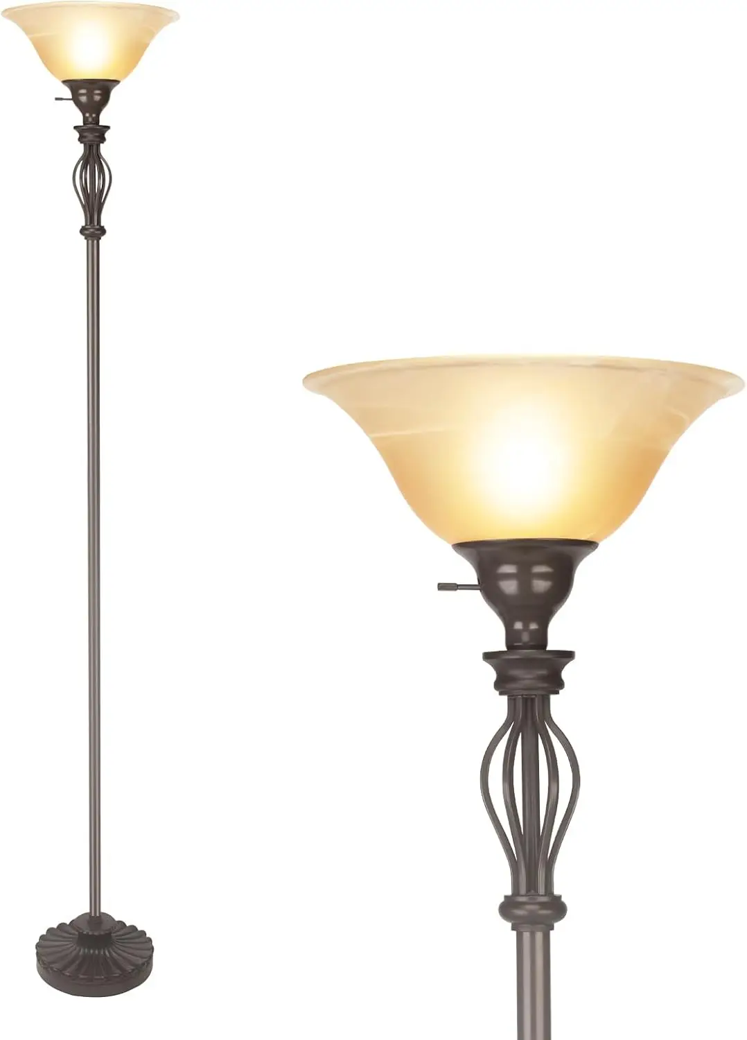 

Традиционный напольный светильник из кованого железа с абажуром из алебастрового стекла, высотой 70 дюймов, для гостиной и спальни