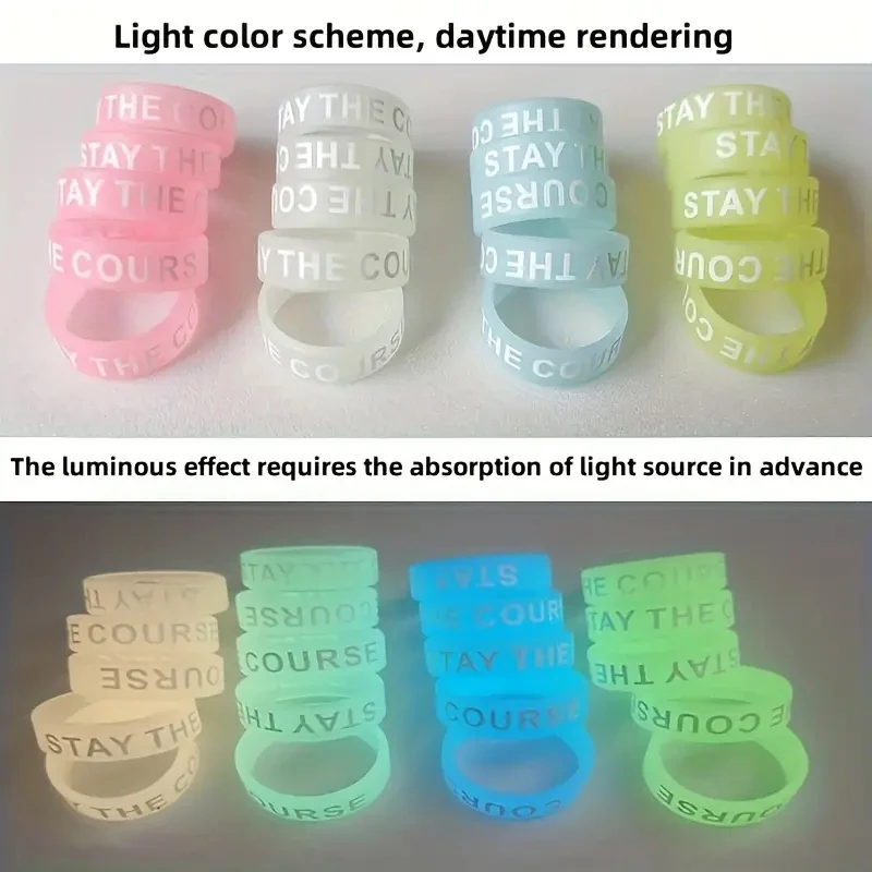 42Pcs Fishing Rod Anti-Slip Silicone Rings, Colorful Glow-In-The-Dark, Decorative Rings, Fishing Gear Accessories, Colors and Text Are Random, Fishing Accessories