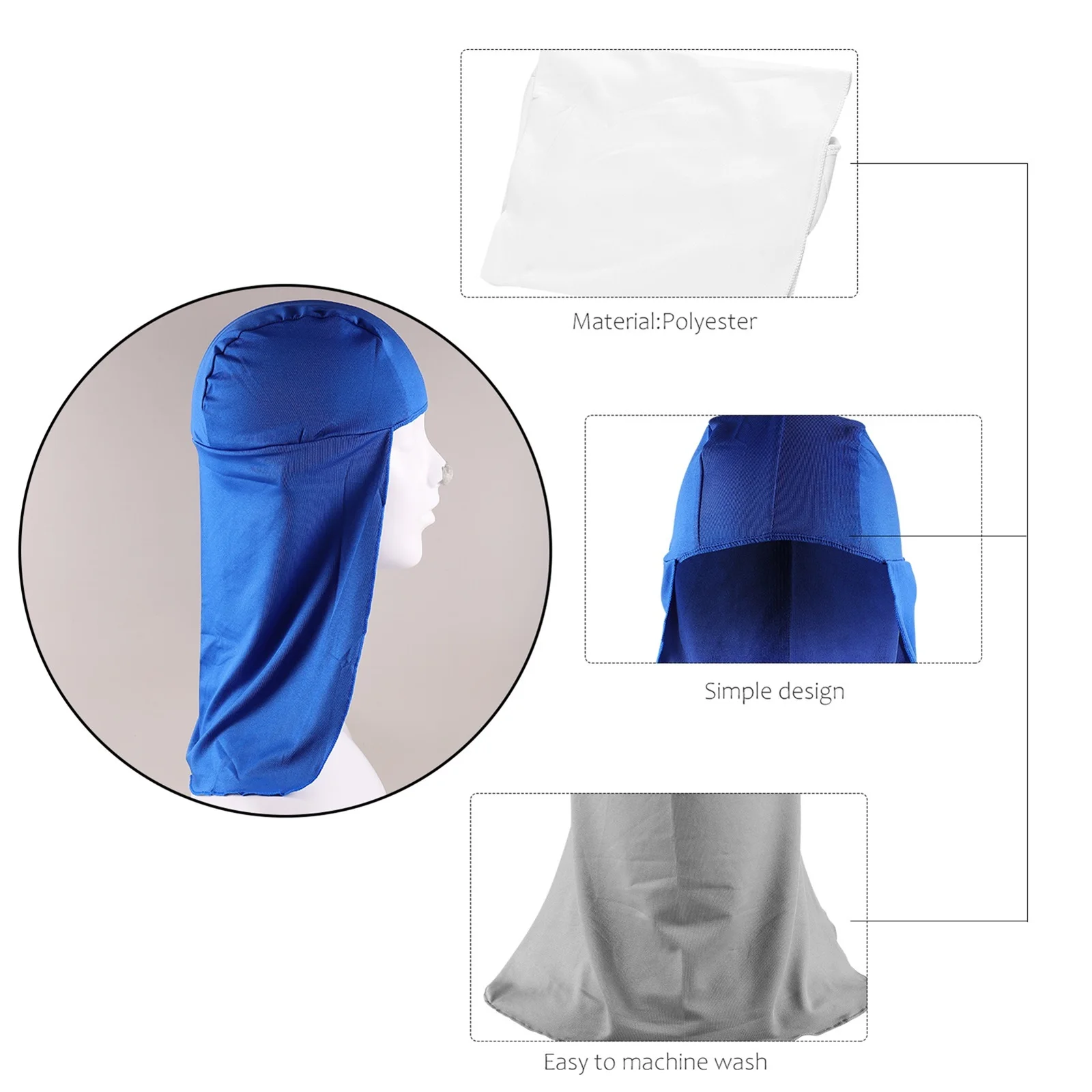 

3pcs Cycling Caps Long Tail Turban Hat Breathable Sunshade Neck Protection Outdoor Sports Skull Caps For Riding Hiking Fishing