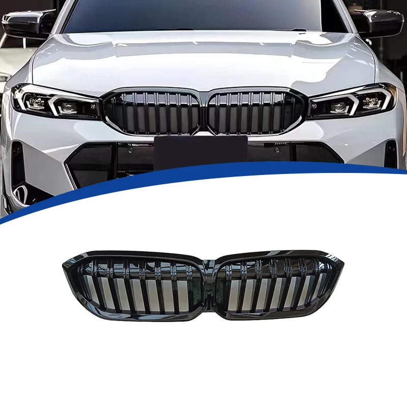 Suitable for 2023-2024 BMW 3 Series G20 LCI single line grille Front Racing Grille Grill Mask Cover Trims Front Hood Grills