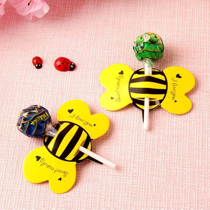 50pcs Lollipop Package Card Ladybug/Butterfly/Bee Shape Insect Fun Candy Packaging Children\'s Day Gift Birthday Party Decoration