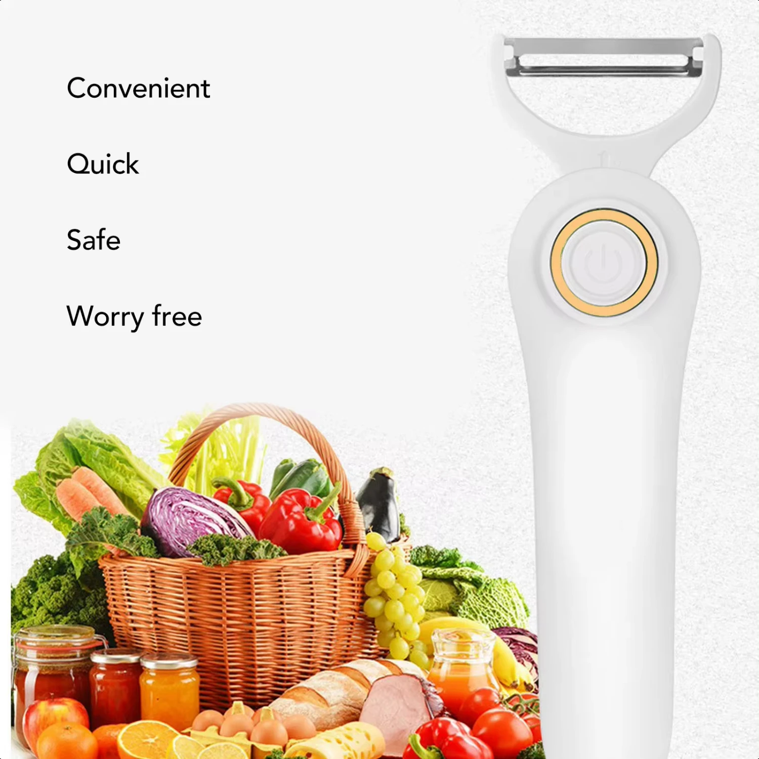 Handheld USB Rechargeable Fruit Vegetables Peeler - 3 Cutter Heads