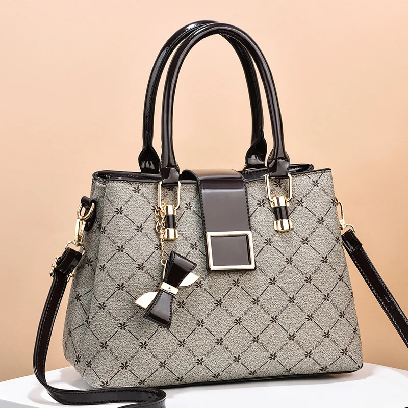 Retro Printed Handbag Color Blocked Large Capacity Commuter Crossbody Women's Bag High Quality Soft Leather Women Shoulder Bags
