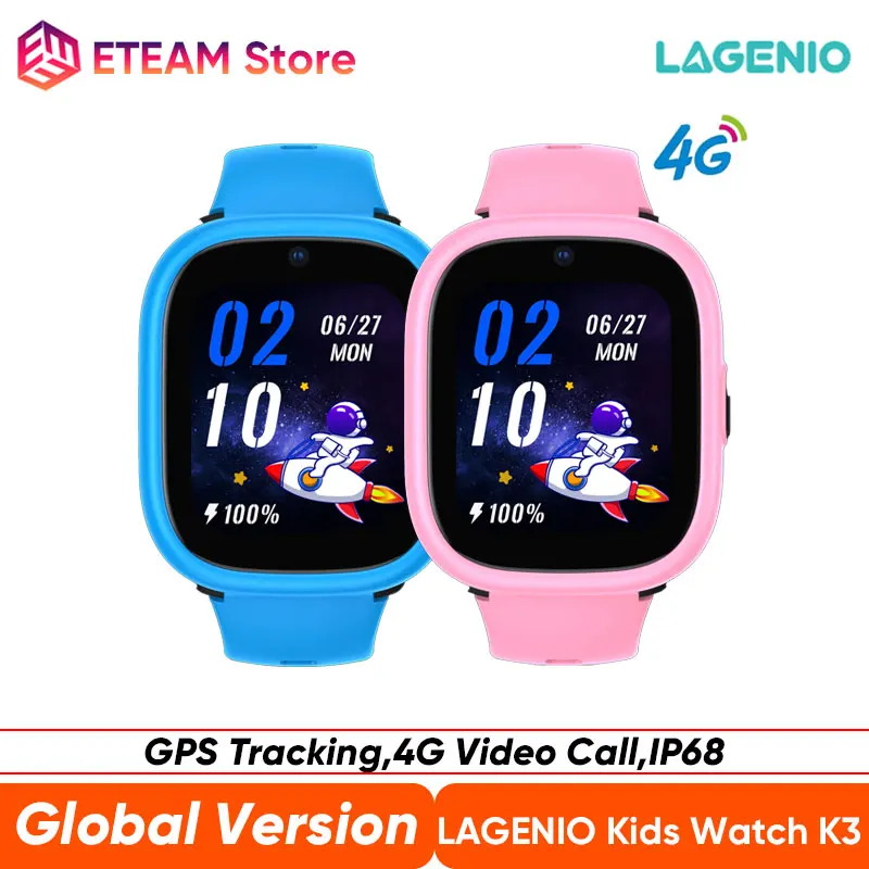

LAGENIO 4G Kids Watch K3 Smartwatch GPS Tracker 4G HD Video Call SOS IP68 Waterproof Camera Monitor Tracker Heart rate Monitor