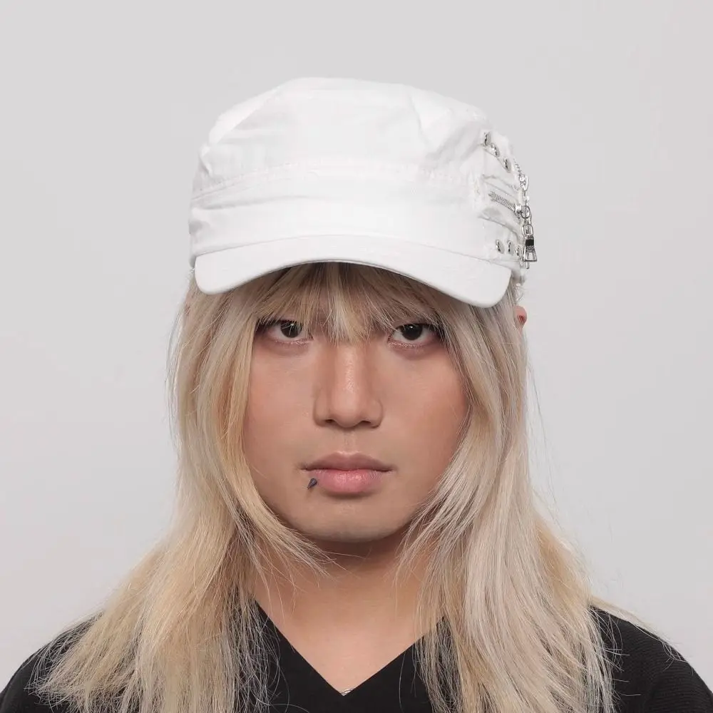 

Fashion Cloth Rivet Denim Beret Spice Girls Y2k Equestrian Hat Korean Style Zippers Newsboy Cap Outdoor