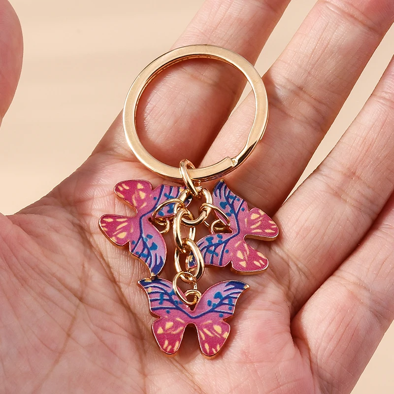 Niedliche bunte Schmetterlings-Schlüsselanhänger, Emaille-Tier-Schlüsselanhänger, Souvenir-Geschenk für Damen und Herren, Handtaschen-Anhänger, Schlüsselanhänger, DIY-Zubehör – Detail 1