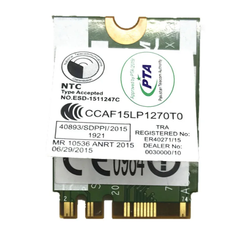 Broadcom BCM94350ZAE BCM94350 DW1820A 802.11AC 867 Мбит/с NGFF M.2 Bluetooth 4.1 Беспроводная карта Двухдиапазонная сеть Wi-Fi 2,4G 5G