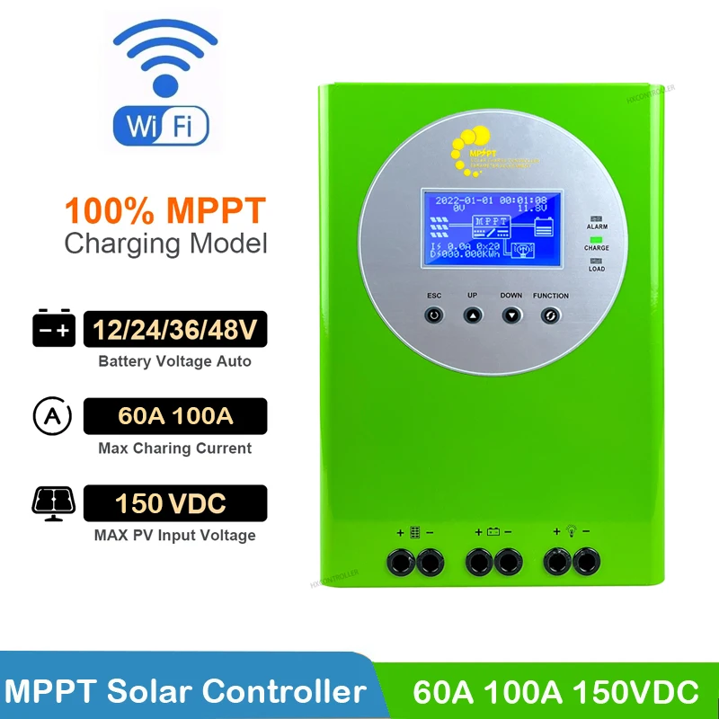 

60A 100A MPPT Solar Charge Controller With WiFi 12V 24V 48V Auto 150VDC Solar Panel Regulator For Lifepo4 Lithium Lead Acid GEL