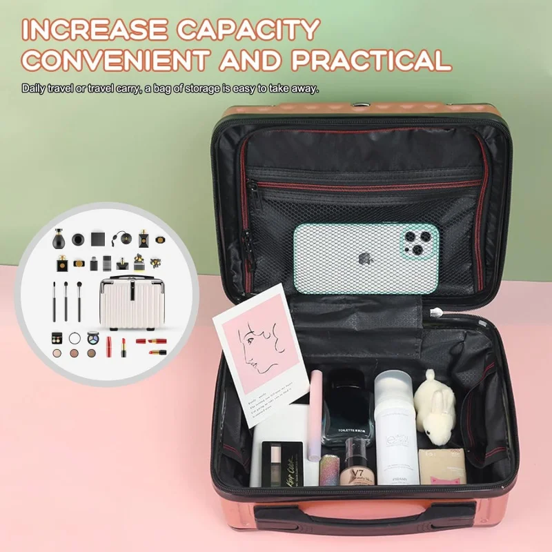 2023 New Mini Suitcase Advanced Cosmetic Bag Women's Lightweight Wash Box 14-Inch Small Suitcase Storage Box