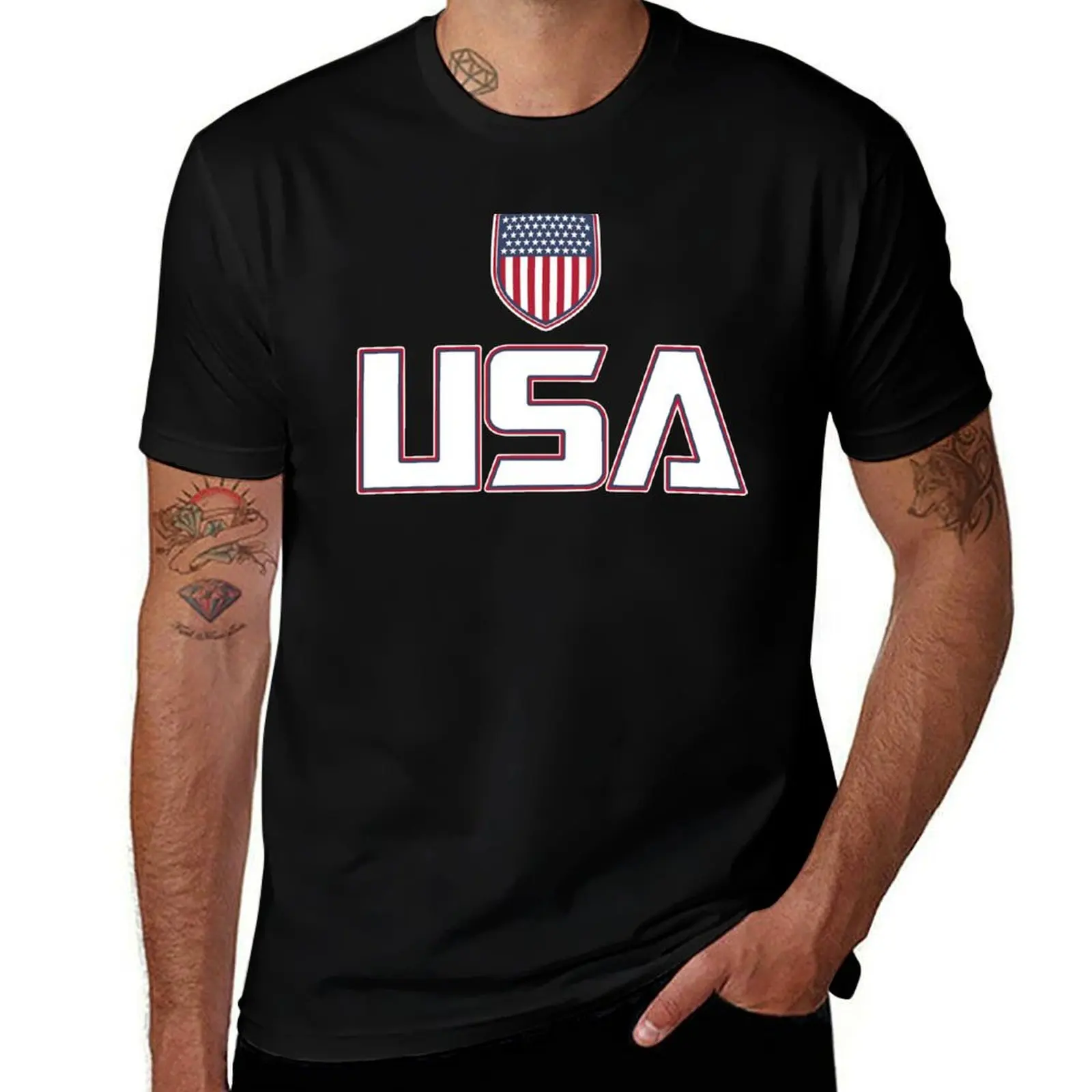 USA - United States of America T-Shirt custom shirt summer clothes rapper graphic tees mens t shirt