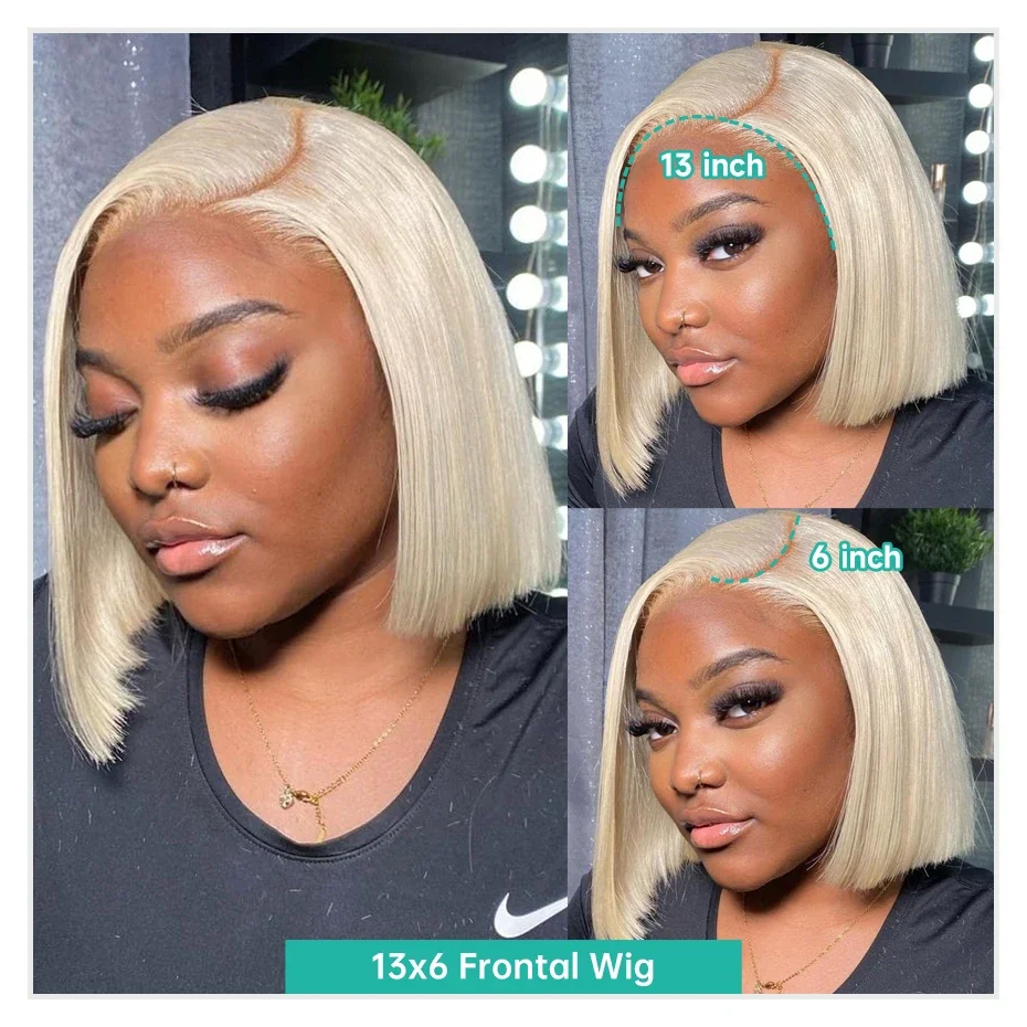 613 Blonde Bob Hair Wig Human Hair 6x6 13x4 13x6 Lace Frontal Wig Brazilian Straight Bob Wig Lace Front Human Hair Wig For Women