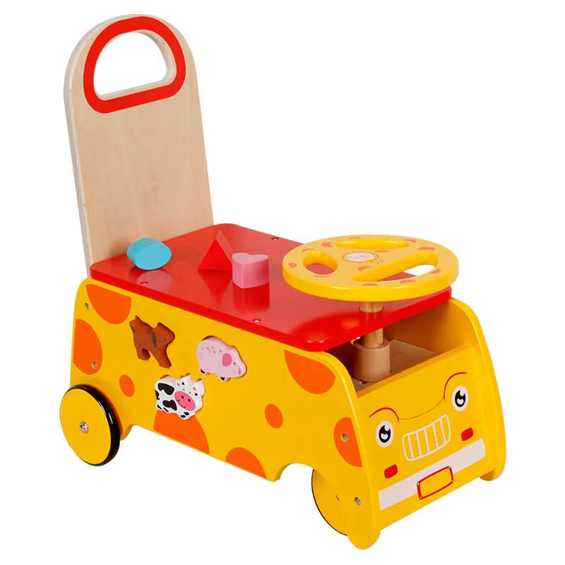 Holz multifunktion ale Baby Kleinkind Giraffe Kinderwagen Walker Kind Baby Spielzeug Baustein passenden Spielzeug für Kinder