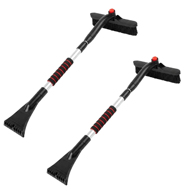 Detachable Car Snow Brush and Ice Scraper with ABS Head, Metal Handle, and Wrapped Grip for Windshields, Side Glass, Roofs, X37F