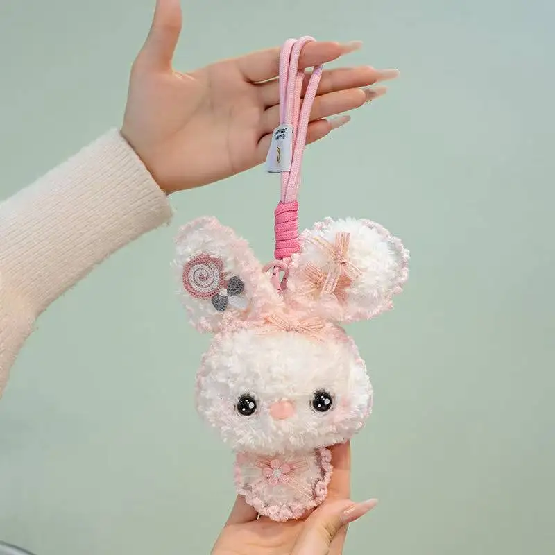 Porte-clés pendentif lapin coloré, jouet en peluche Kawaii, poupée de dessin animé, cadeau mignon pour petite amie de noël, dernière collection