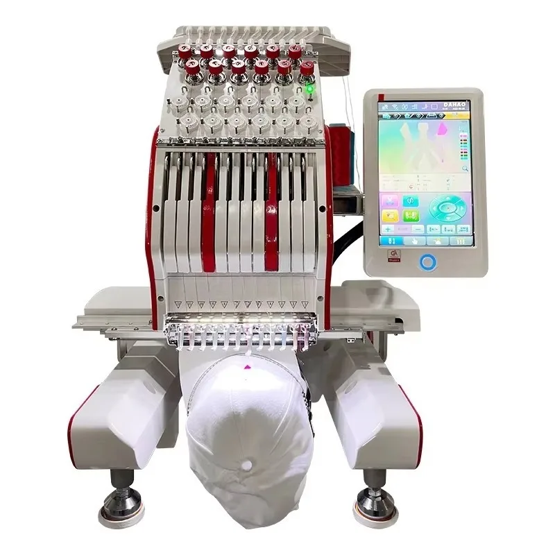 Cheap Computerized Single-Head Embroidery Machine – 12/15 Needle for Custom Hats, Caps & T-Shirts