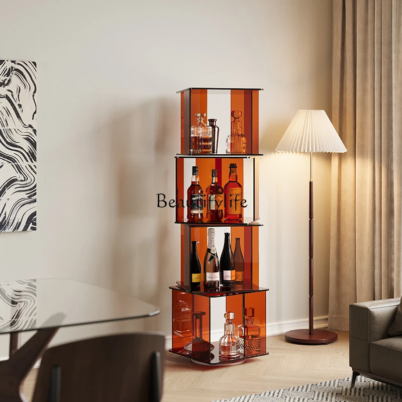 

Acrylic Rotary Shelf Home Living Room Shelf Nordic Light Luxury Storage Modern Simple Bookcase