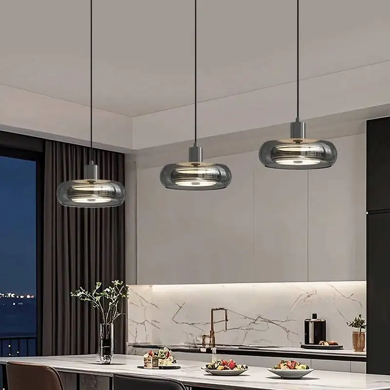 Light Luxury Dining Room Chandelier Nordic Modern Minimalist Three-head Bar Counter Dining Room Lamp Round Bedroom Bedside Lamp