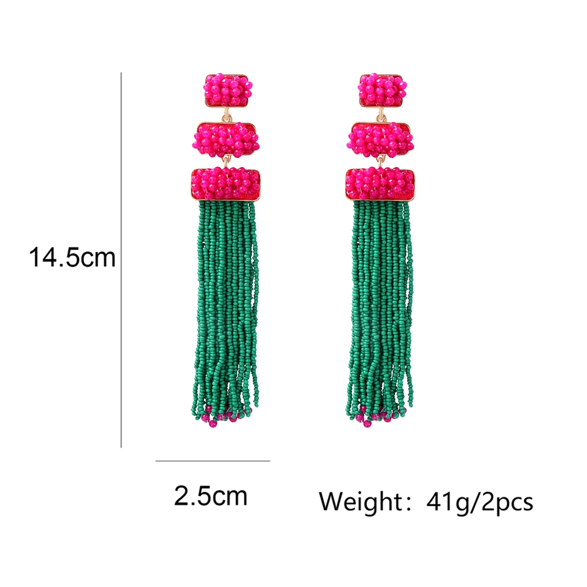 Bohemian Long Handmade Beaded Tassel Earrings for Women Statement Vintage Beads Dangle Earrings ZAA Jewelry Pendientes