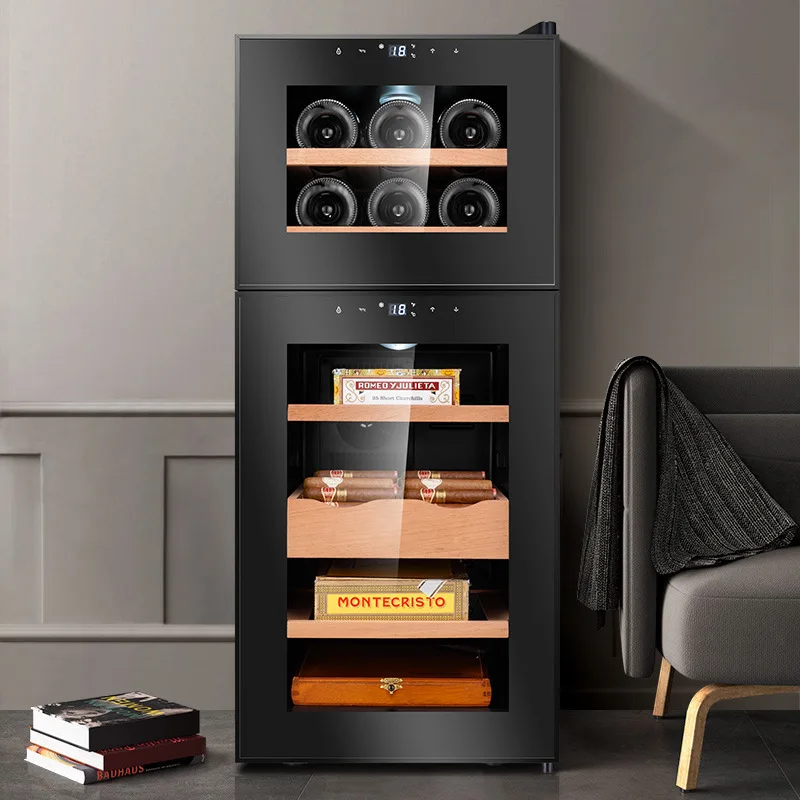 Electronic Cigar Humidor, 18C Dual Zone Temperature Control, Mini Small Home Use, Tea and Wine Storage Cabinet