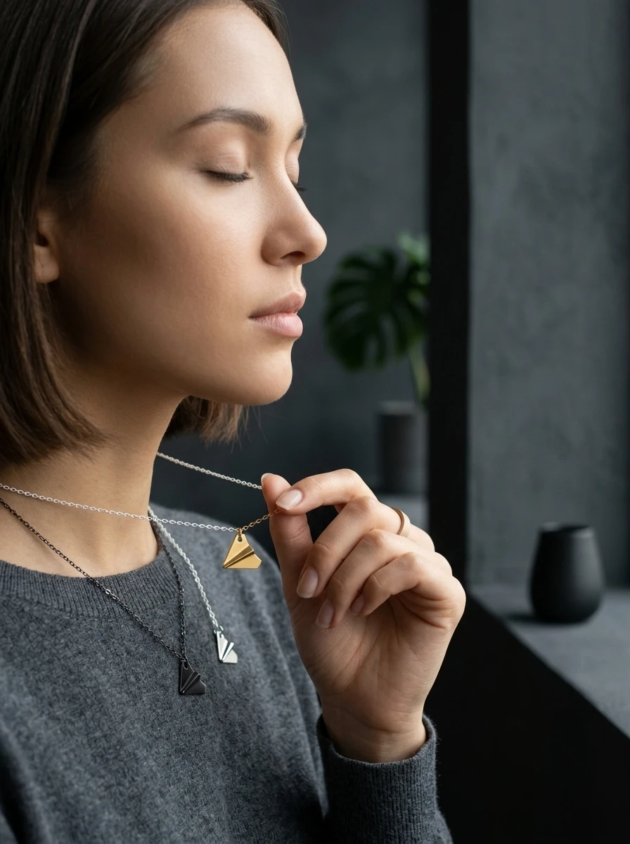 Vintage Paper Airplane Pendant Necklace One Direction Inspired Minimalist Origami Plane Jewelry for Men Women Fans Gift