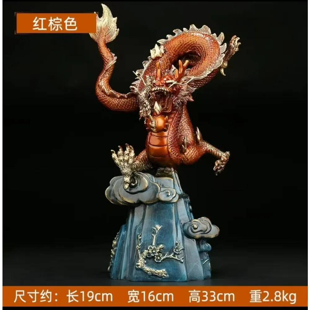 TOP grade Good luck Royal celestial Dragon Wealth HOME OFFICE BRONZE decoration bring wealth money Hand engraving Sculpture