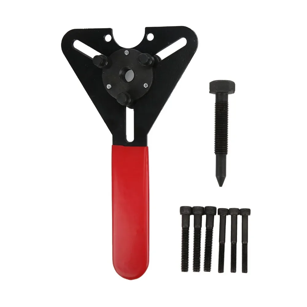 yes8PCS Red Rubber Grip Clutch Holding Tool Anti-Slip Anti-Rust A/C Repair Wrench Adjustable Universal Clutch Hub Installer