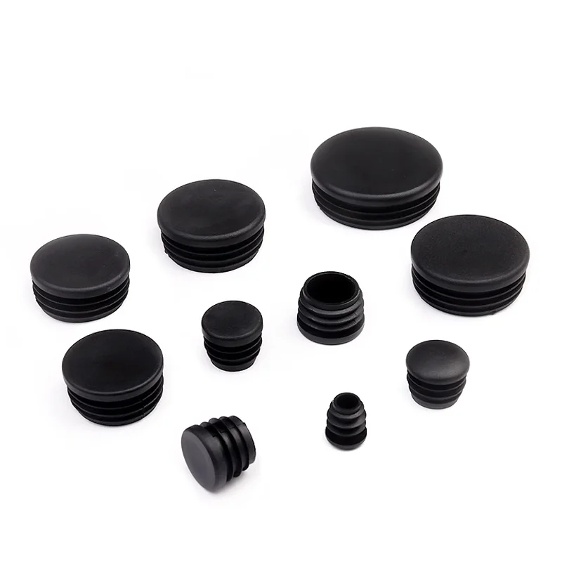 10pcs PVC Round Pipe Plug Black 10-76mm Inner Hole Dust Cover Furniture Leg Plug Chair Blanking End Caps Protector  Hardware