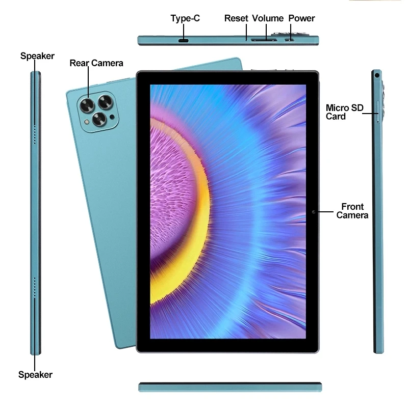 10.1 inch Android 12 Tablet Octa Core 8GB RAM 256GB ROM Dual 4G/5G Network Dual Bluetooth WiFi High Definition Display Tablet PC