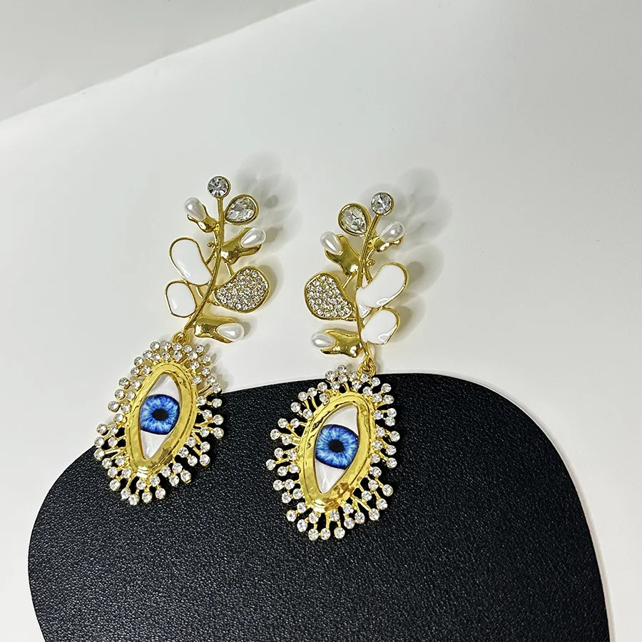 Schiapally retro personality Devil's Eyes Earrings Punk Face collection copper alloy gold plated jewelry